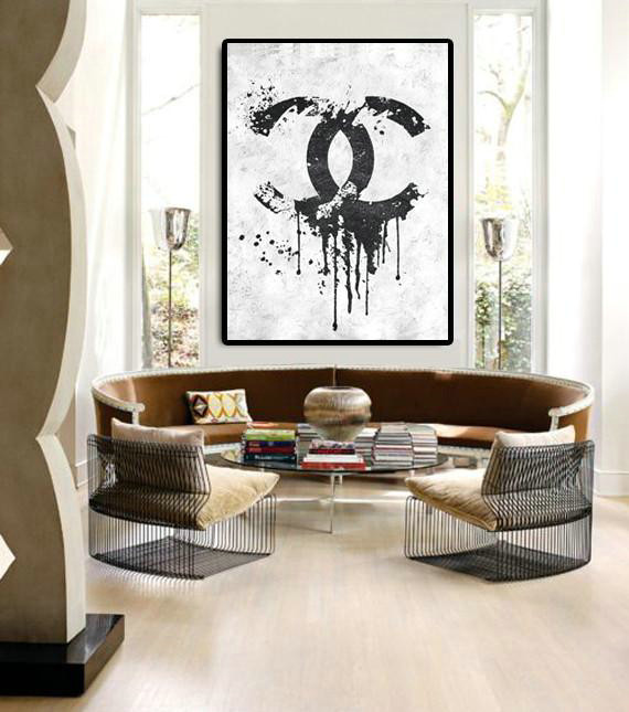 Handmade Large Painting,Black And White Minimal Painting On Canvas - Extra Large Canvas Art,Handmade Acrylic Painting